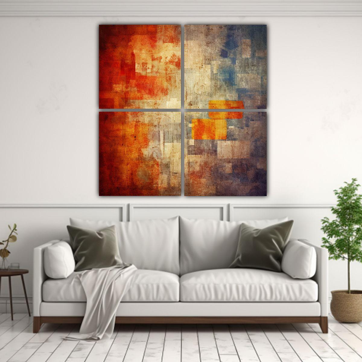 Cuadro Abstracto Grunge Ambiente Moderno 80x80 Cm-2