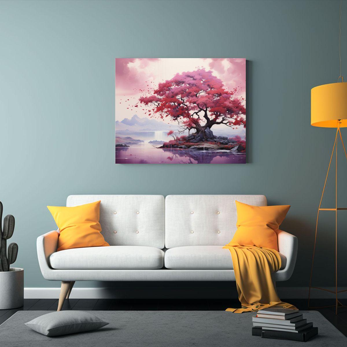 Cuadro Fotografía Dormitorio Árbol De Junípero Rojo Y Ros 65x50cm-2