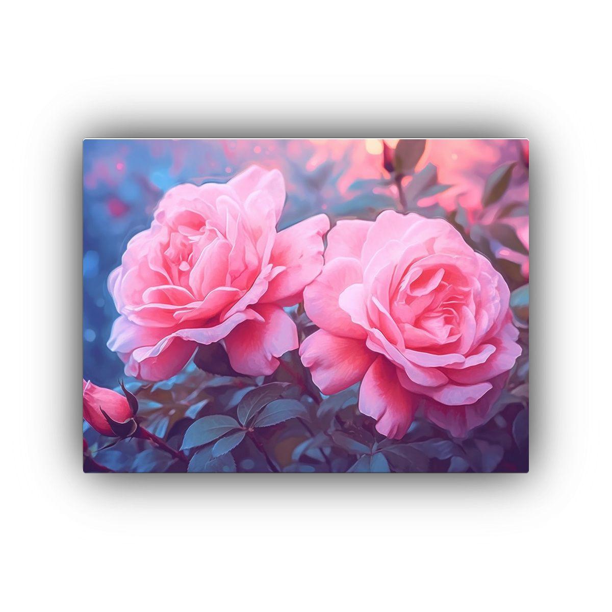Pintura Decorativa Rosa Con Fondo Borroso Estilo 40x30cm-0