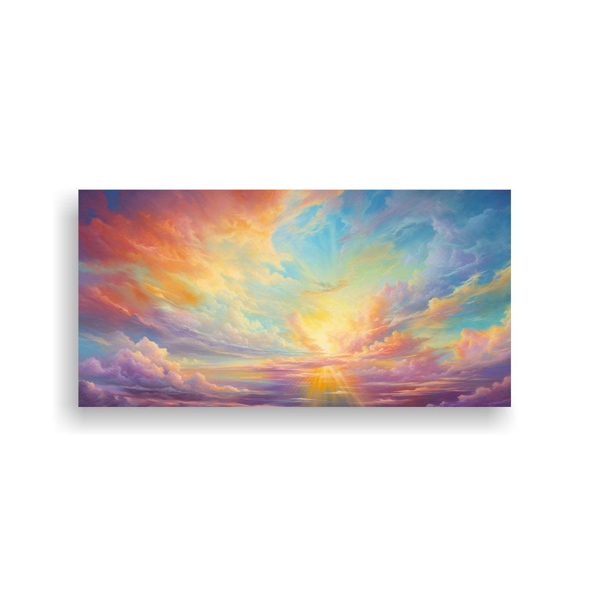 Pintura Abstracta Relieve Cielo Matinal Con Arcoí 80x40cm-0