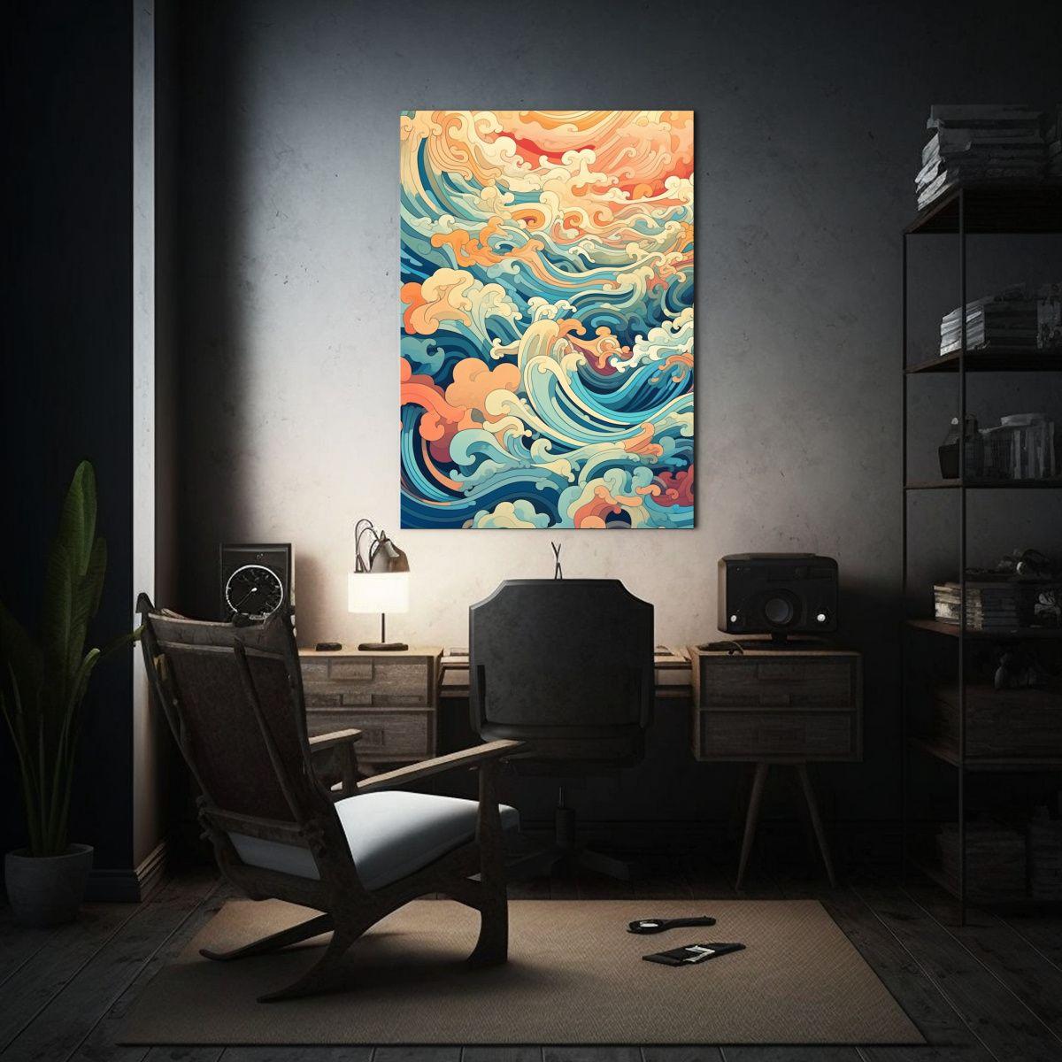 Cuadro Conceptual Regalo Abstracto Onda Turquesa 40x60cm-2