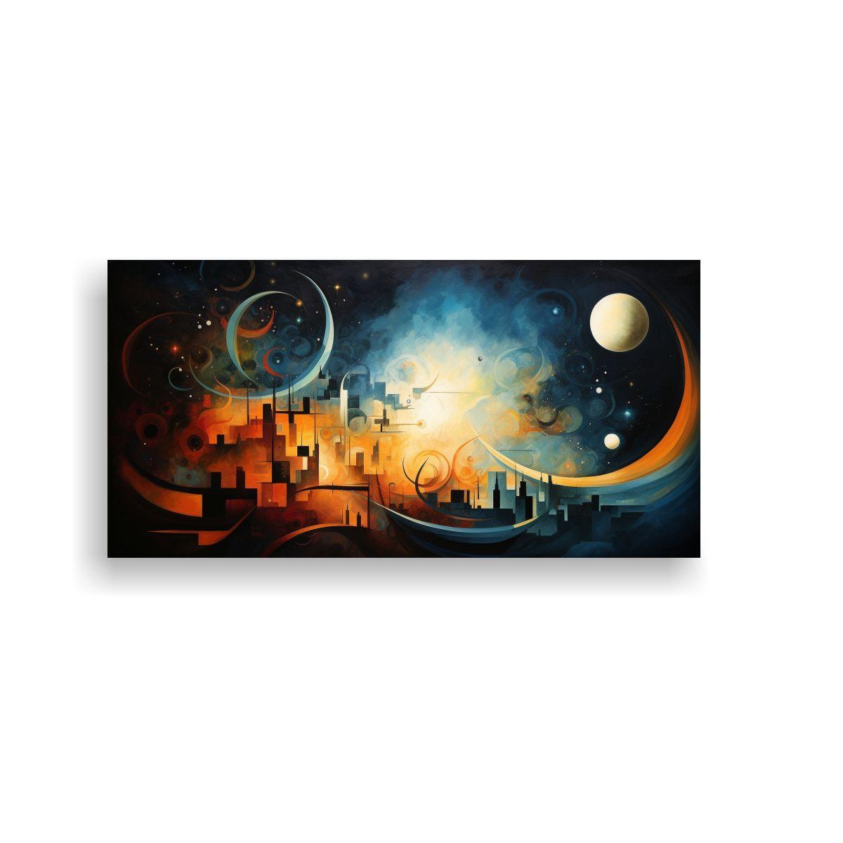 Armonía Abstracta Del Día Y La Noche En 60x30cm-0