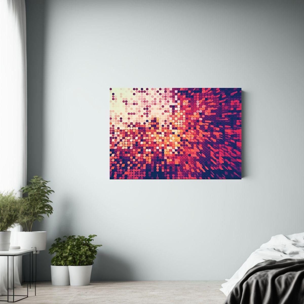 Pintura Decorativa Abstracta Cuadrados Puntos Fondo Cuadrado 90x60cm-2