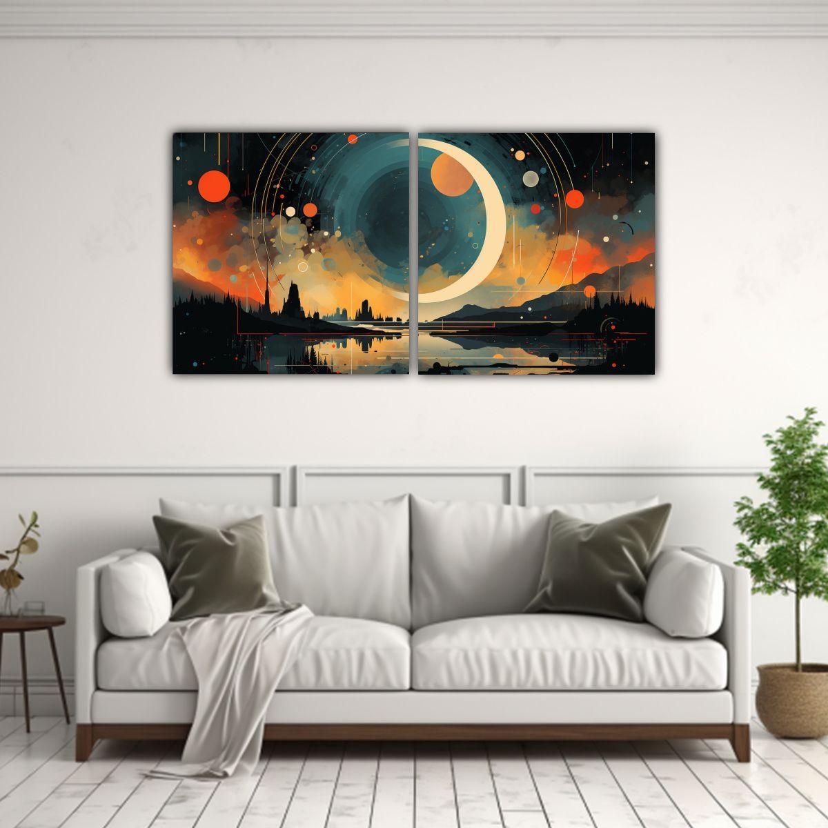 Cuadro De Dormitorio Con Círculo En Colores 120x60 Cm-2