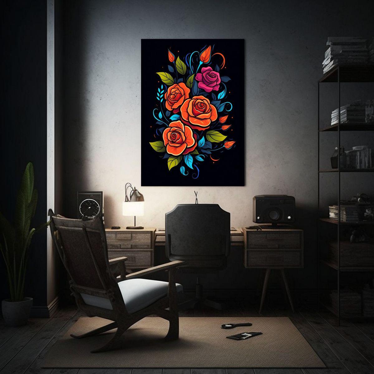 Cuadro Tela Sublimada Street Art Rosas Hermosas 20x30cm-2