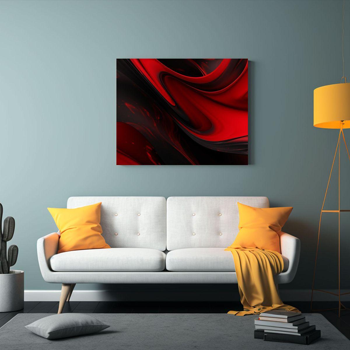 Pinturas Decorativas Abstractas En Negro Y Rojo Con Composic 120x80cm-2