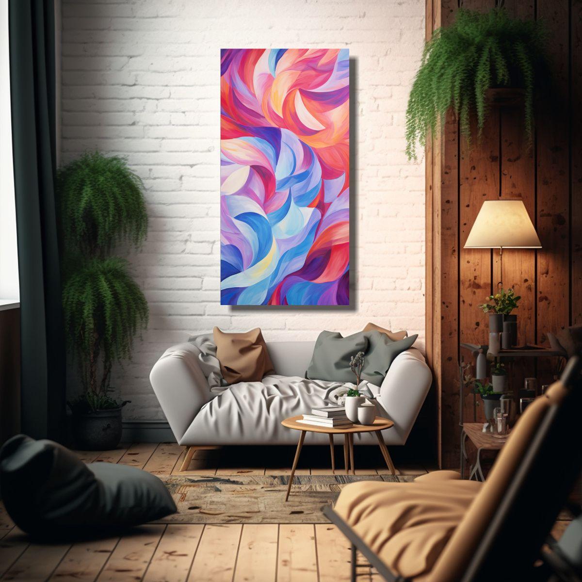 Cuadro Decorativo Vintage Con Patrones Abstractos 60x120cm-2