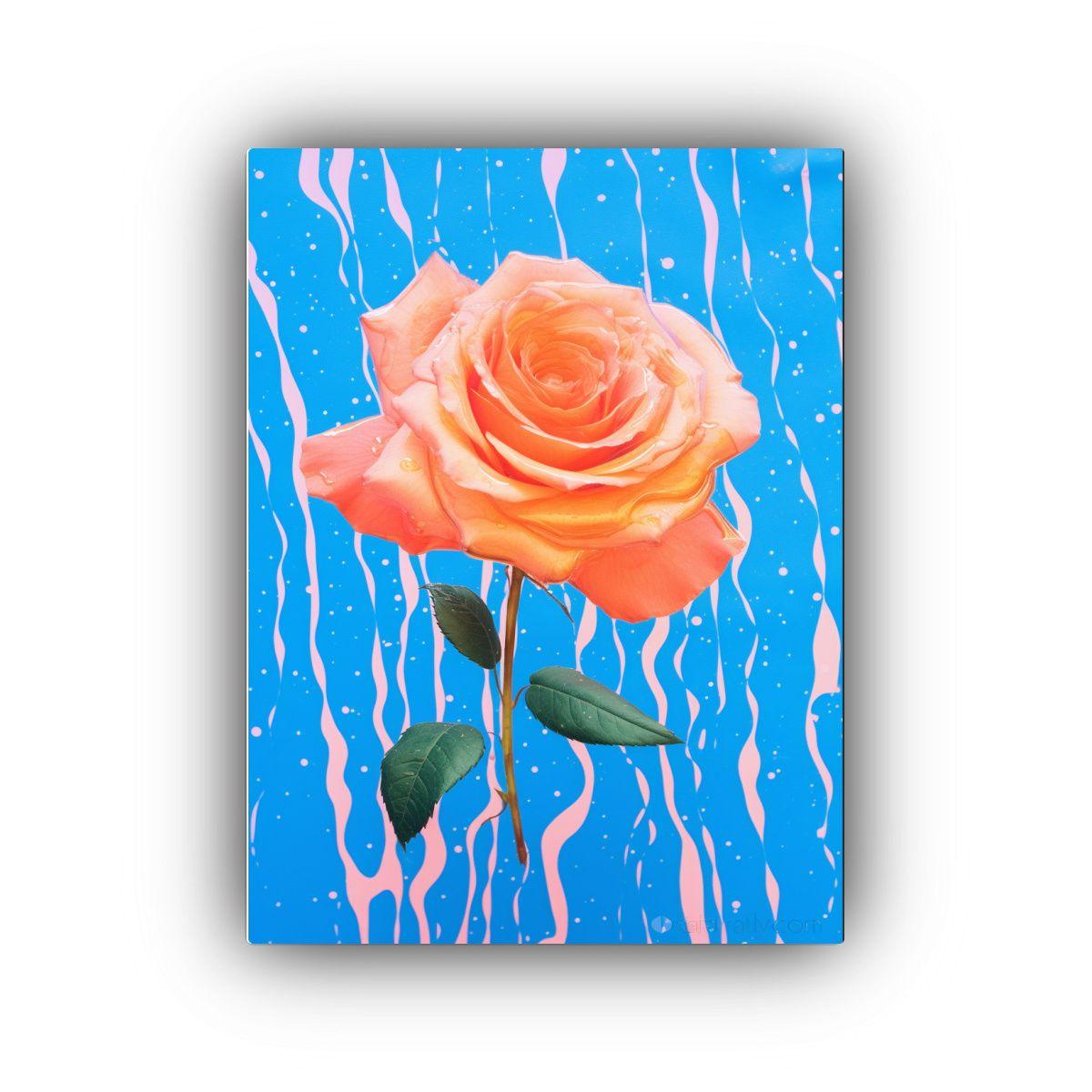 Arte De Pared Composición Único Rosa Con Fondo 30x45cm-0