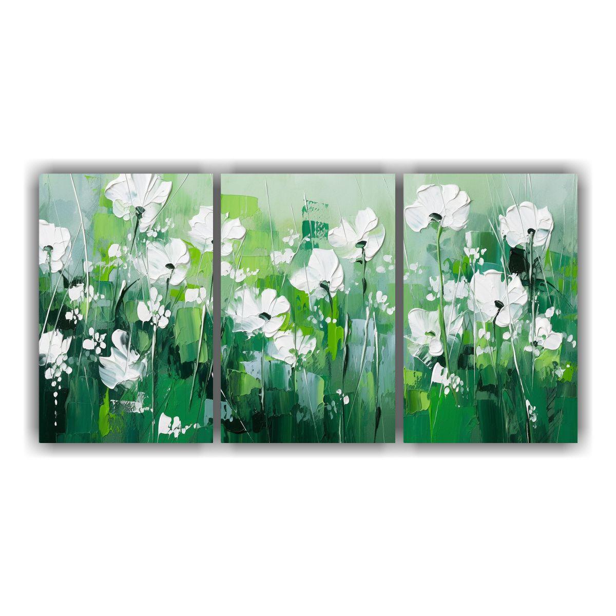 Pintura De Flores En Lienzo Estilo Galería Verde 240x120 Cm-0