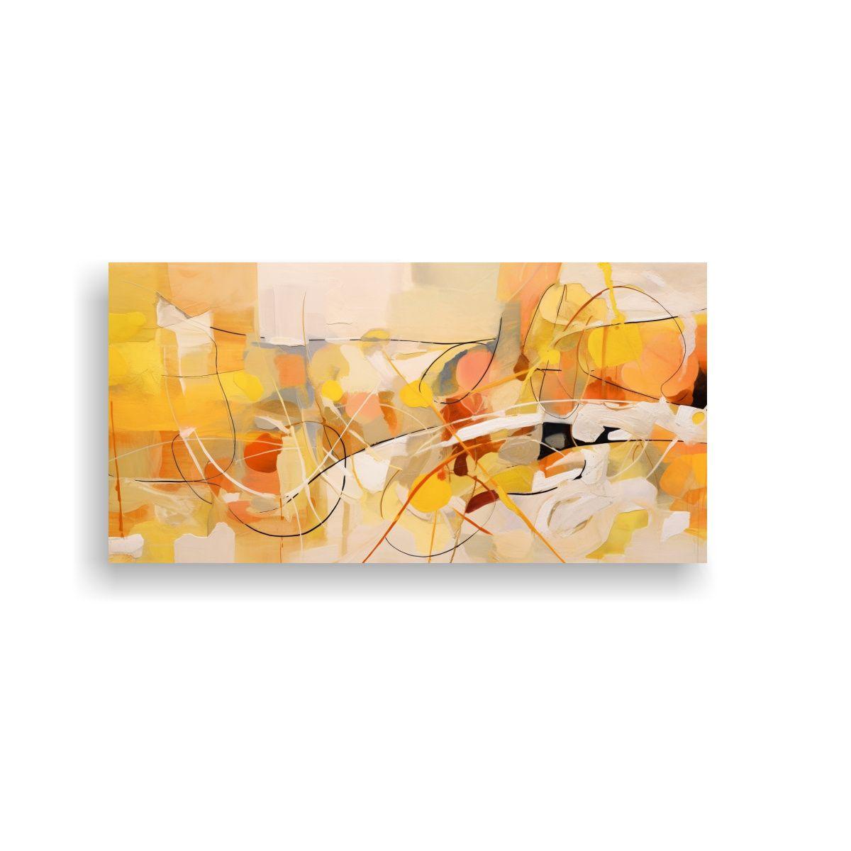 Cuadro Abstracto En Bastidor: Líneas Y Colores 40x20cm-0