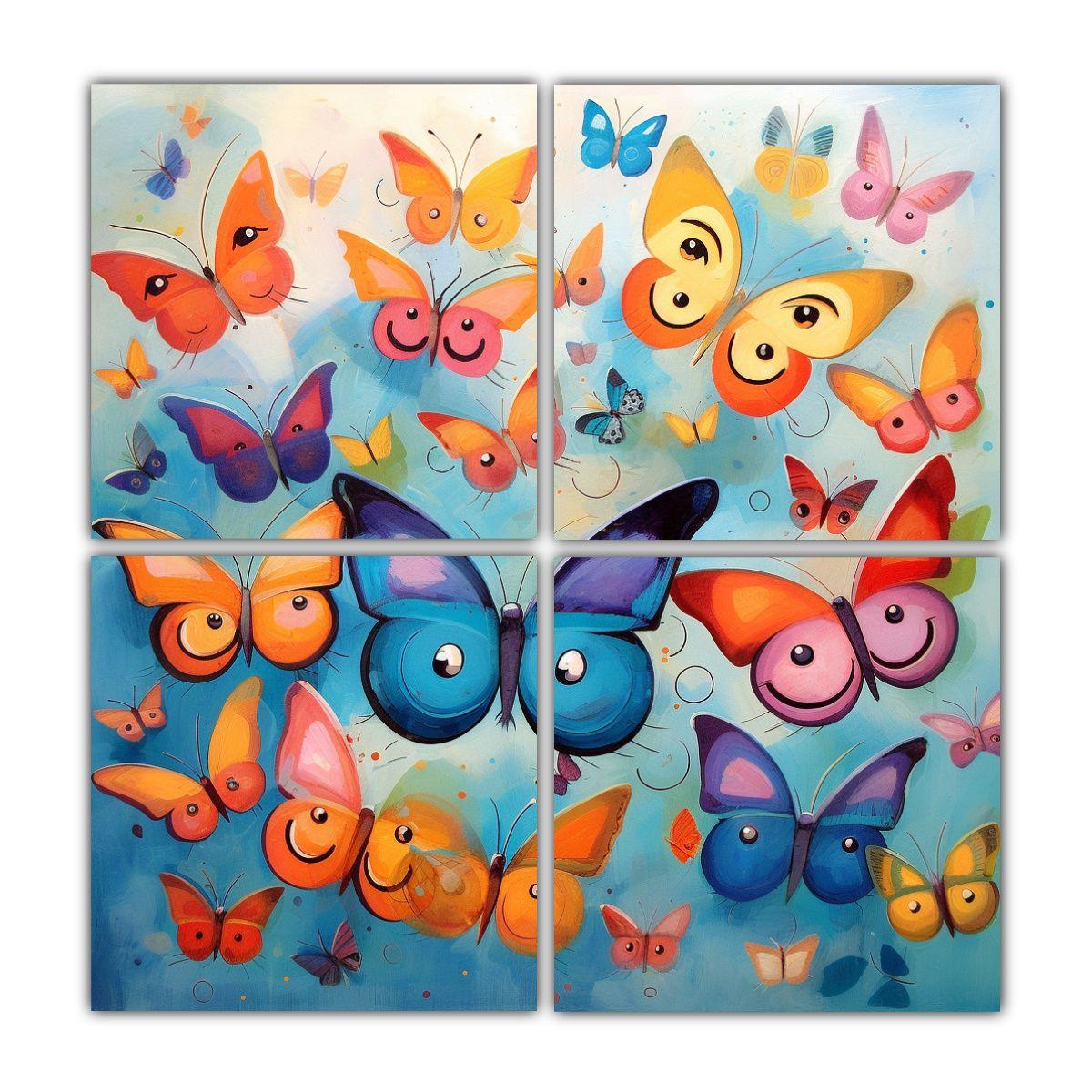 Cuadro De Pared Acuarela Mariposas Vida Feliz 140x140 Cm-0