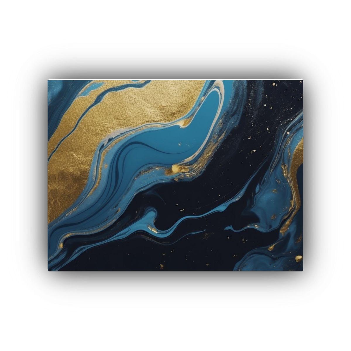 Pintura Abstracta Armonía Cromática Marbling 40x30cm-0