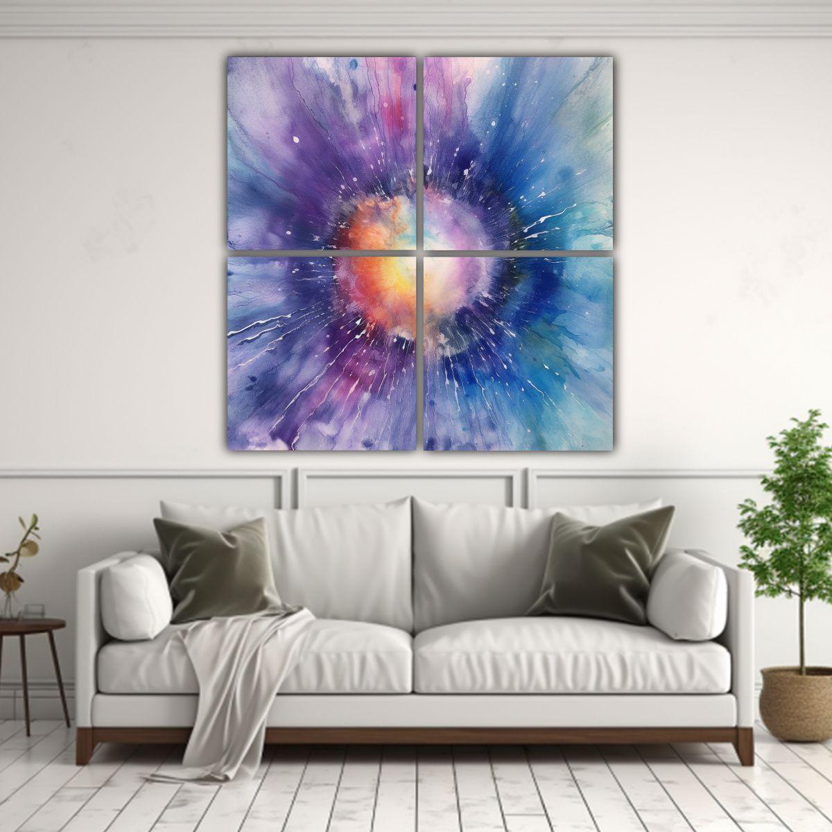 Lienzos De Tela Acuarela Simetría Hazy Con Suave 200x200 Cm-2