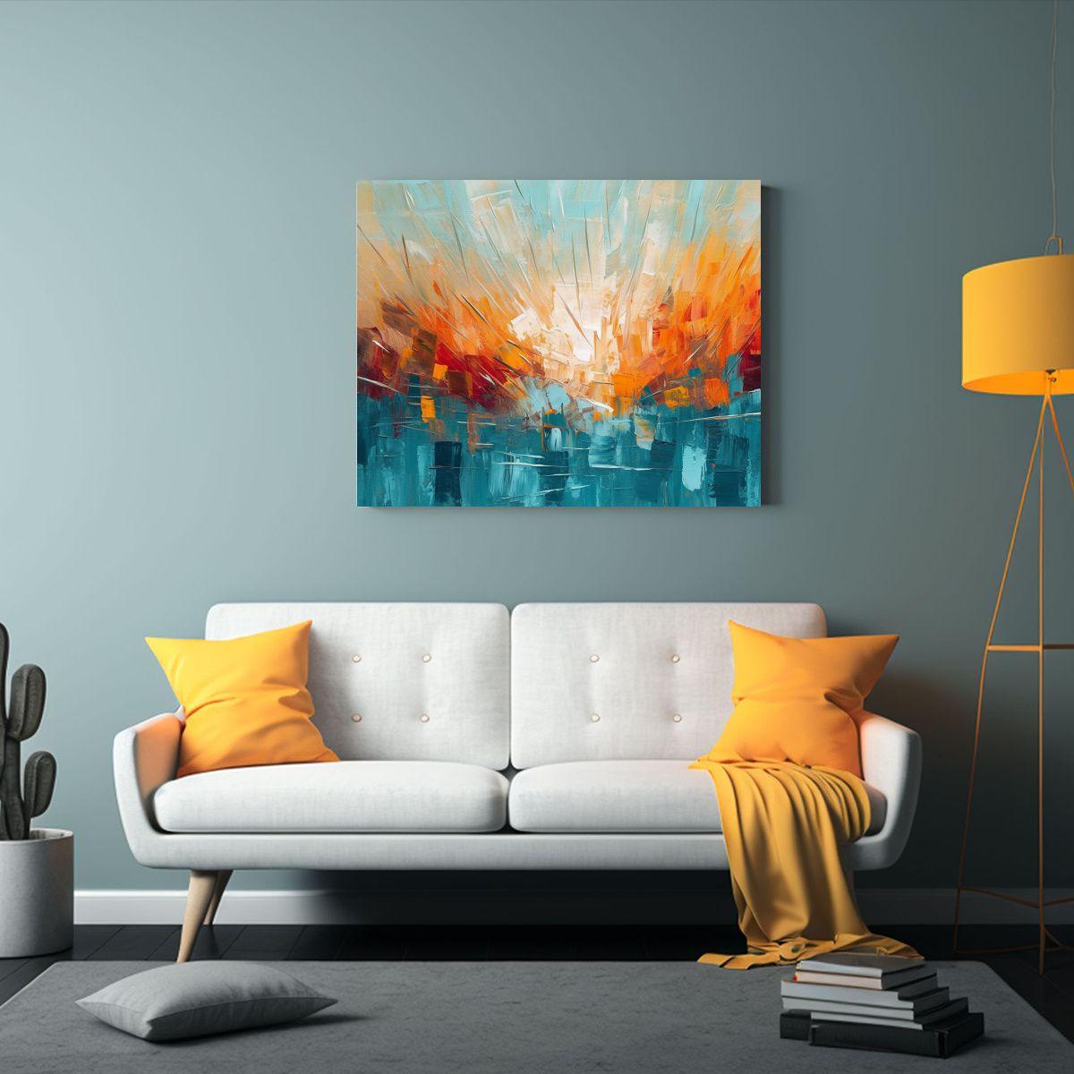 Cuadro Horizontal Simetría En Abstracto Con Colores Rojos Y 120x80cm-2