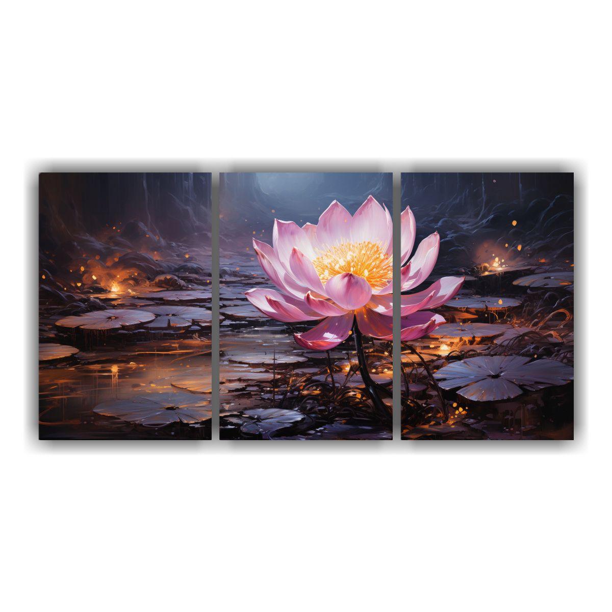 Artes De Pared Estilo Galeria Vitalidad Loto Negro 90x45 Cm-0