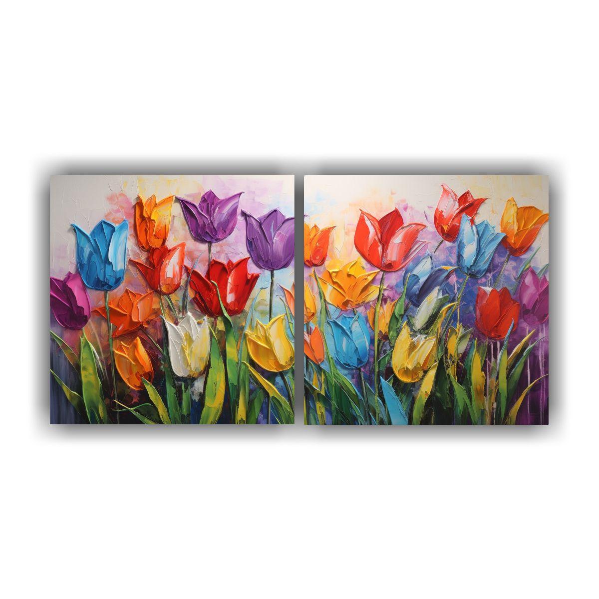 Lienzos Tela Luminosidad Arcoíris Flores 120x60 Cm-0