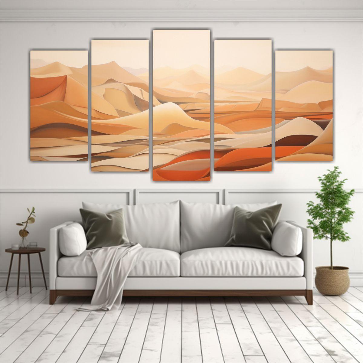 Paisaje Abstracto Desierto Sereno En Cinco Artes 100x50 Cm-2