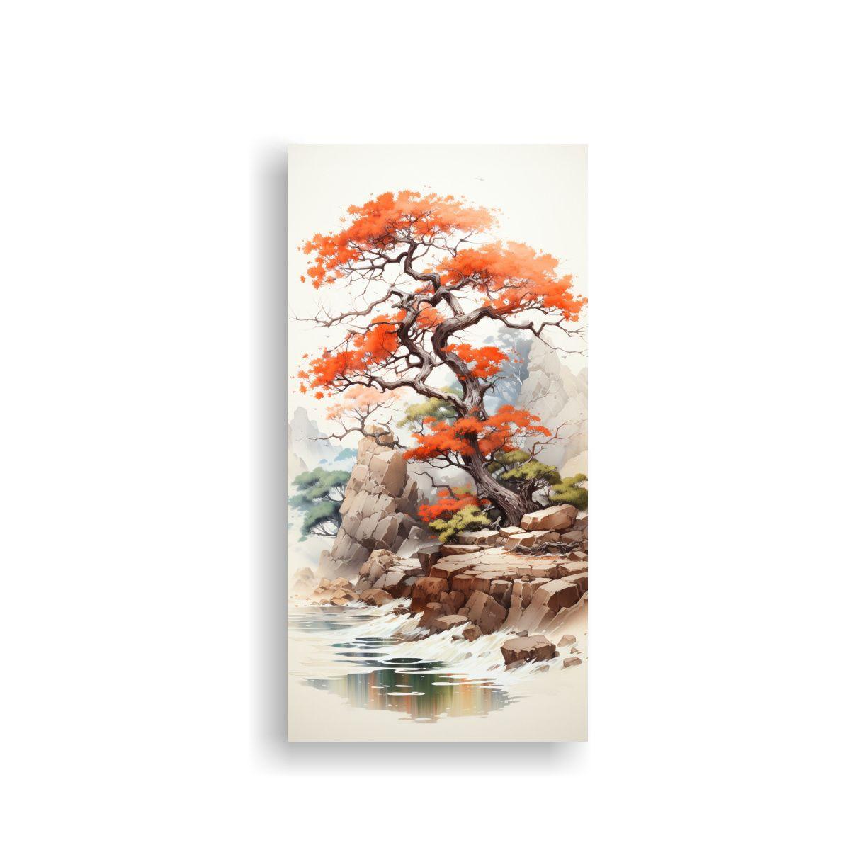 Pintura Abstracta Composición Equilibrada árbol  30x60cm-0