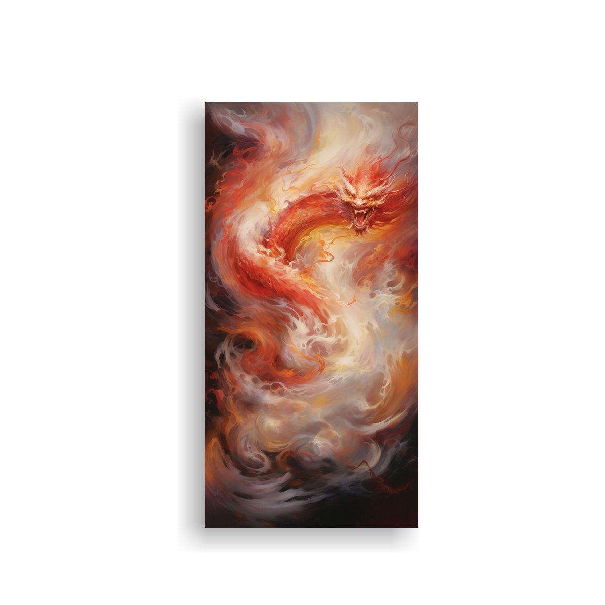 Pintura De Pared: Danza De Dragones En El Cielo 60x120cm-0