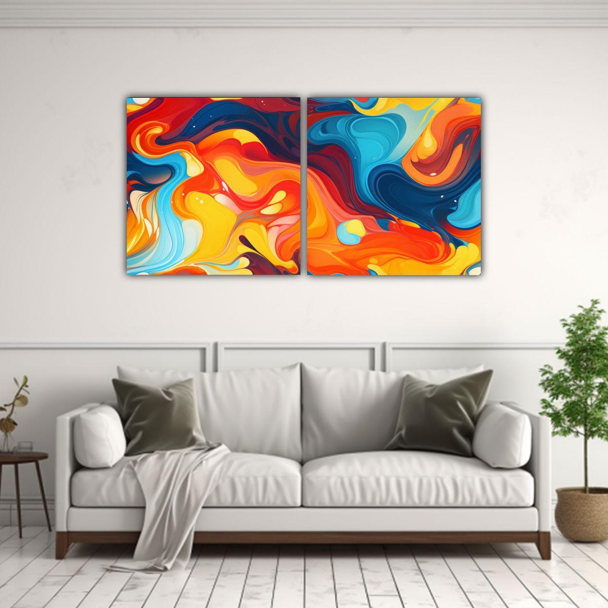 Lienzos De Tela Colores Época Pintura Abstracta 100x50 Cm-2