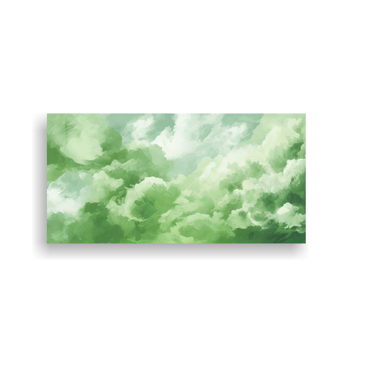 Pintura Decorativa: Obra Maestra Verde Con Fondo 40x20cm-0