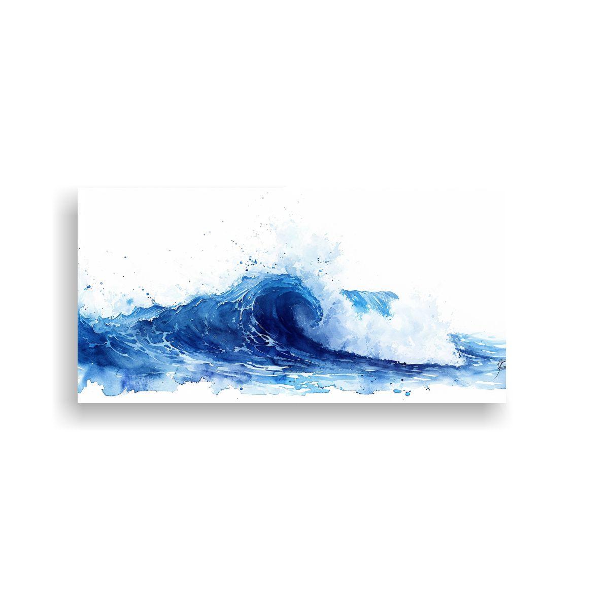 Cuadro De Olas En Acuarela Estilo Impresionante 140x70cm-0