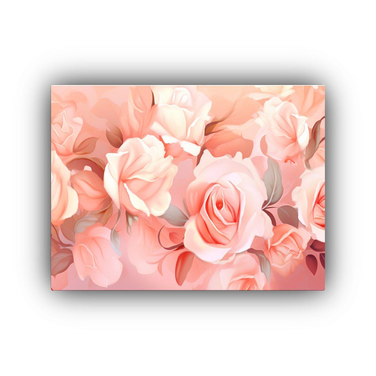 Cuadro Moderno Con Diseño De Rosas Delicadas En Acuarela 40x30cm-0