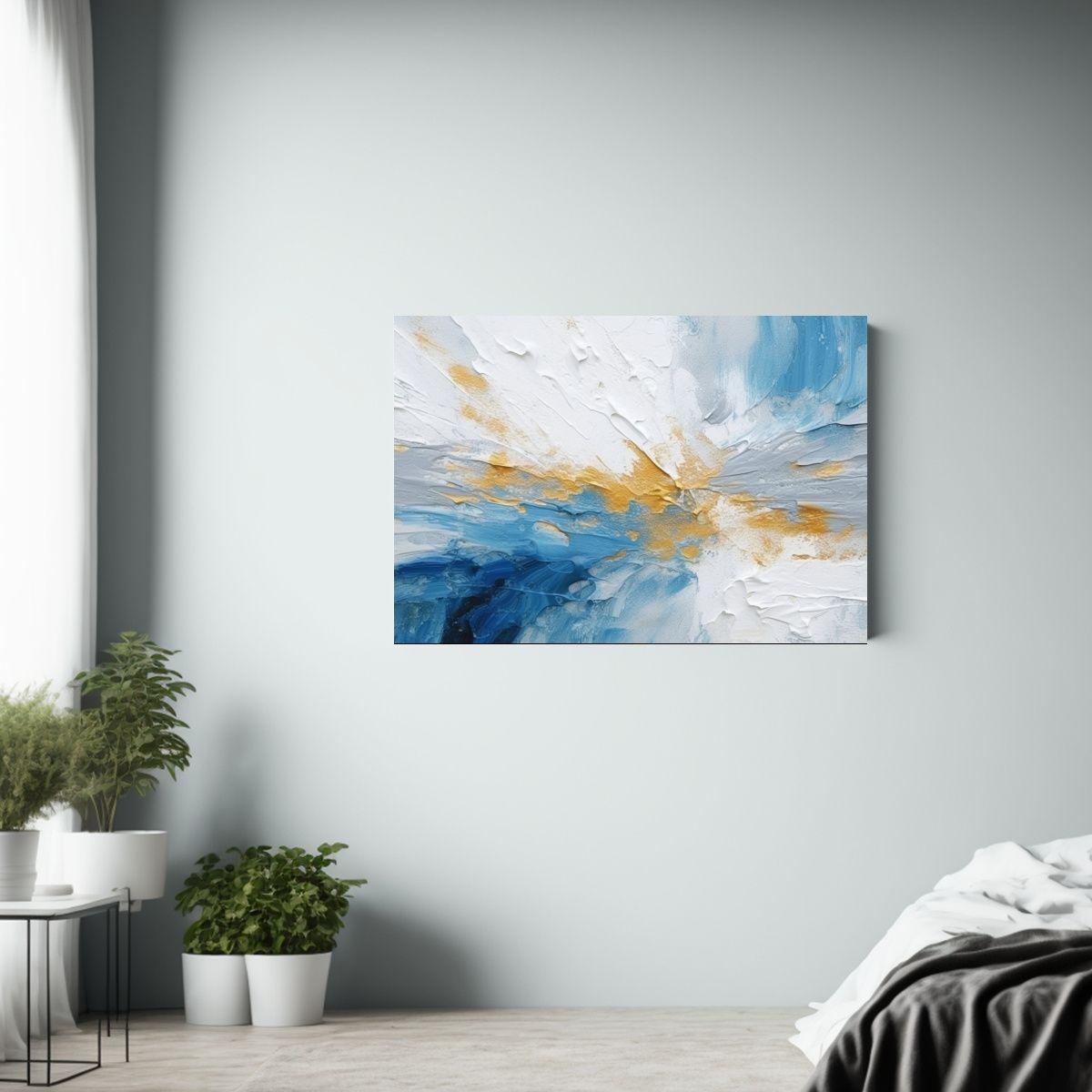 Pintura Abstracta En Azul Y Blanco Con Detalles 65x50cm-2