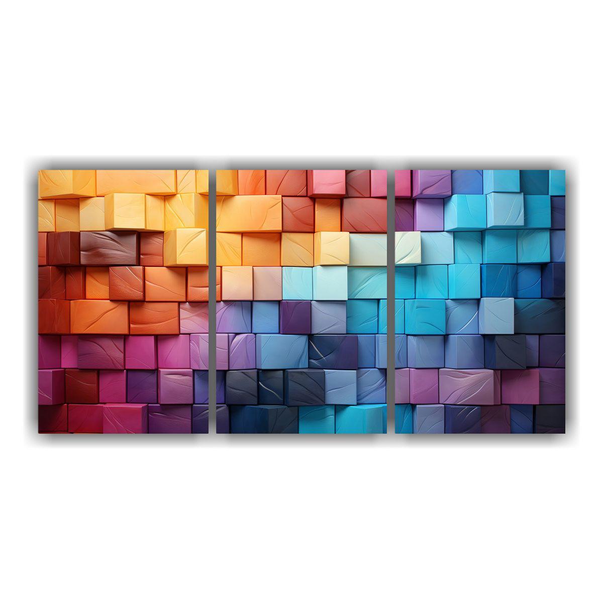 Pinturas Decorativas Cuadrados De Colores 90x45 Cm-0
