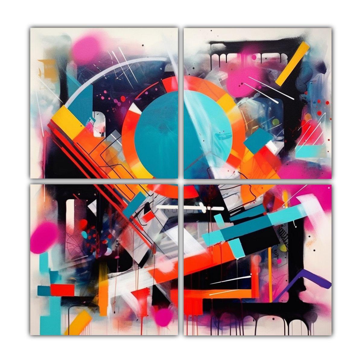 Pintura Abstracta Espacio Graffitis Colores 200x200 Cm-0