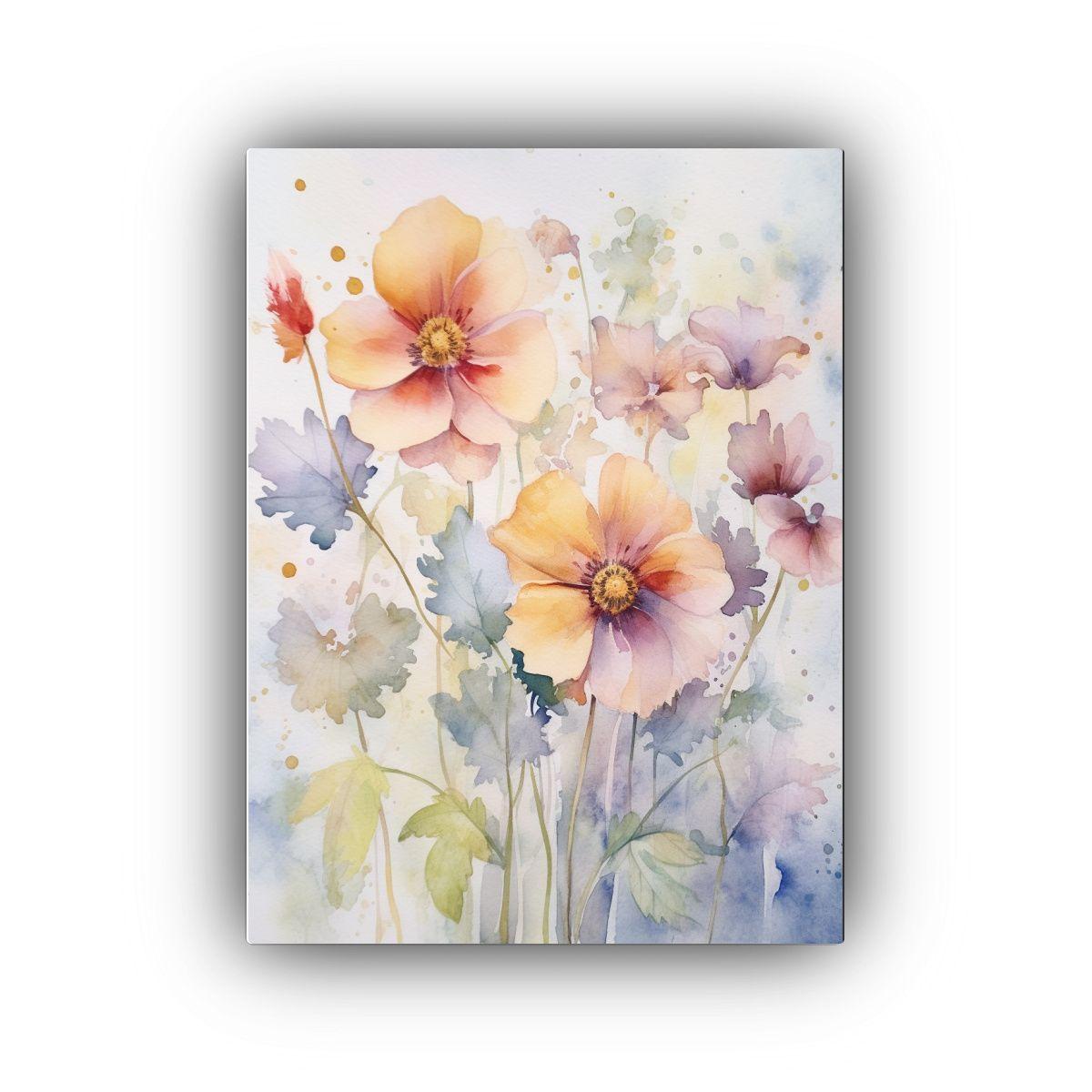 Pintura Acuarela Flores Guzmanga Arte Decorativo 40x60cm-0