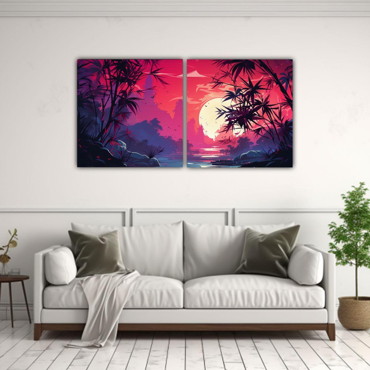 Pinturas De Decoración Dos Artes De Pared 80x40 Cm-2