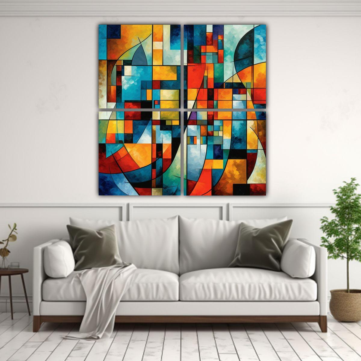 4 Lienzos Decorativos Poder De Abstracción 60x60 Cm-2