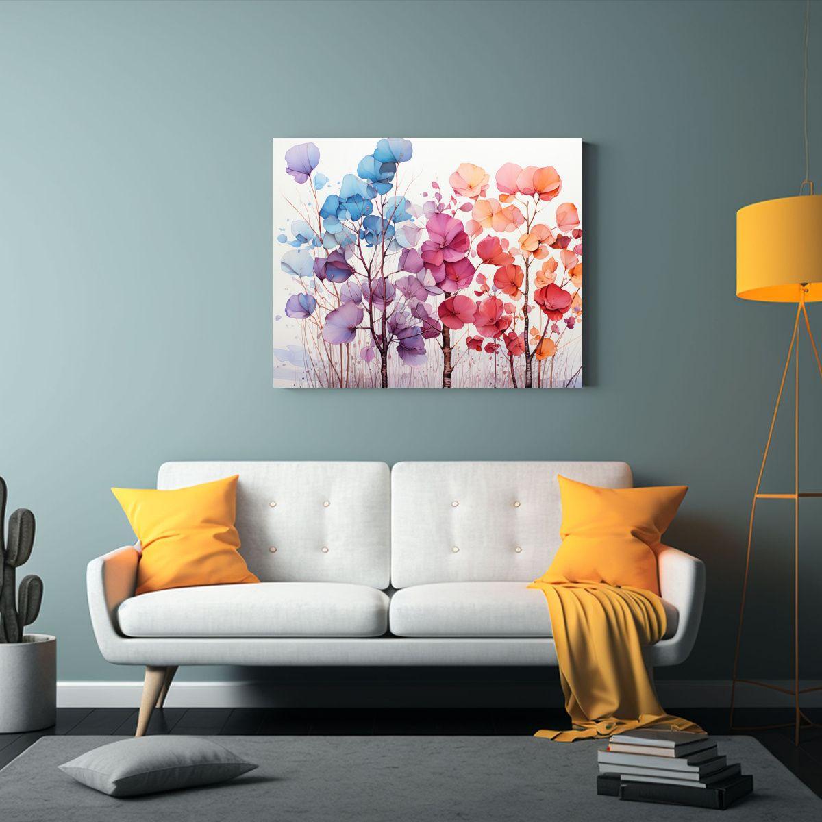 Pintura De árbol De álamo En Acuarelas Para Decoración De 60x40cm-2