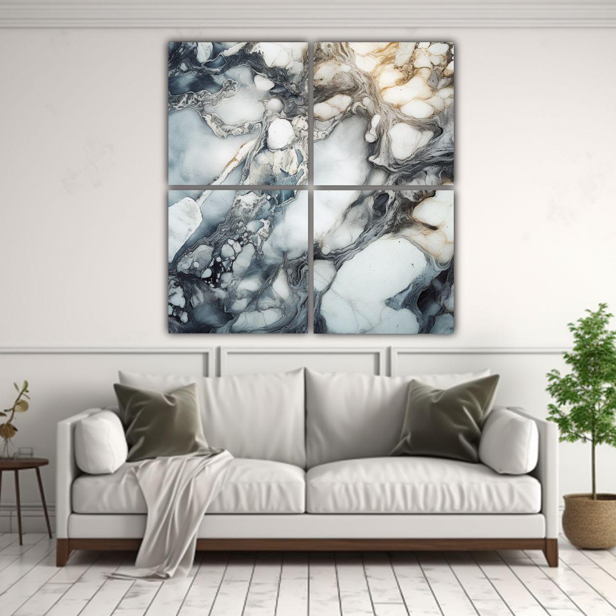 Cuatro Cuadros Conceptuales De Textura De Mármol 140x140 Cm-2