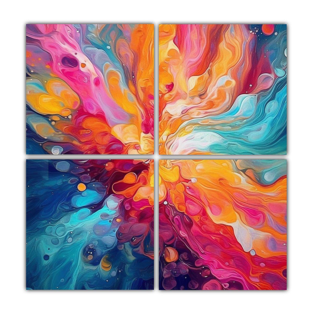 Cuatro Cuadros Inspiración Urbano Estilo Pintura 140x140 Cm-0