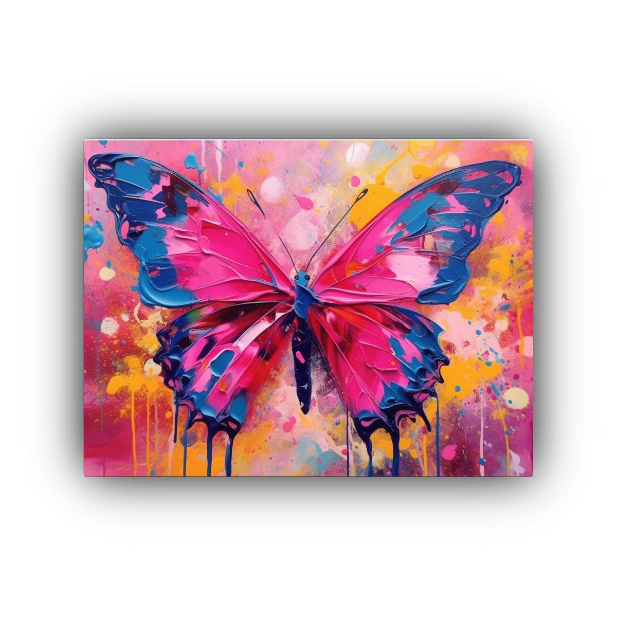 Cuadro De Tela Exclusivo: Mariposa Volando En Universo, Arte 45x30cm-0
