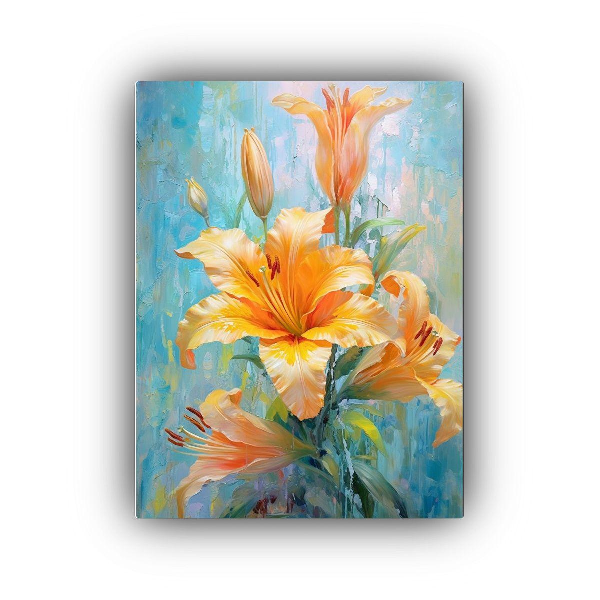 Lirio Colorido Con Pigmento Amarillo En Lienzo 80x120cm-0