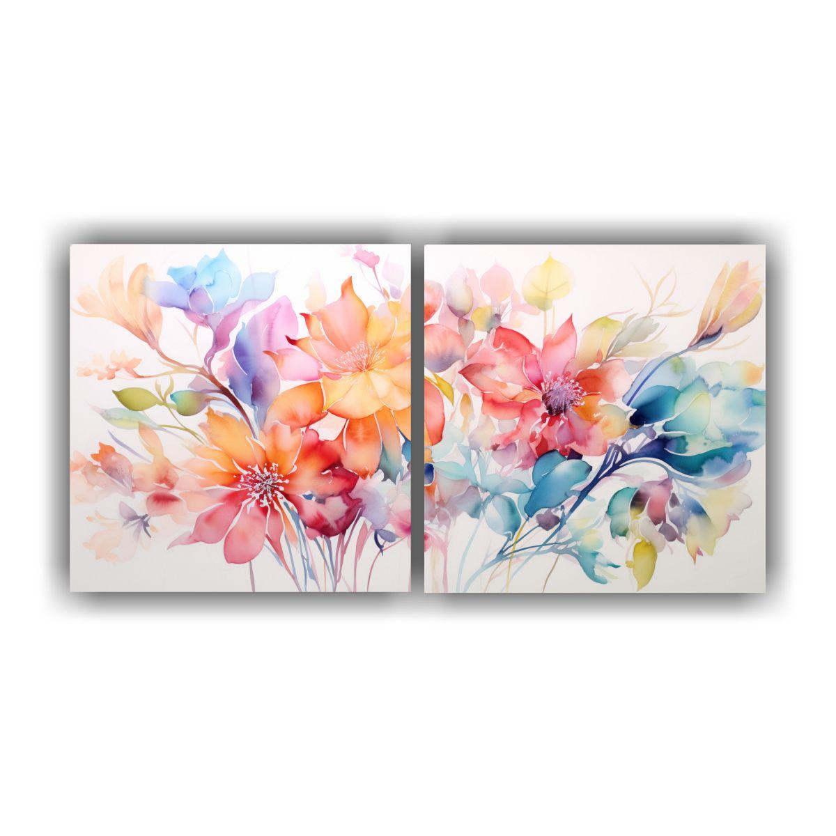 Pintura Decorativa Floral Acuarela Colorida 100x50 Cm-0