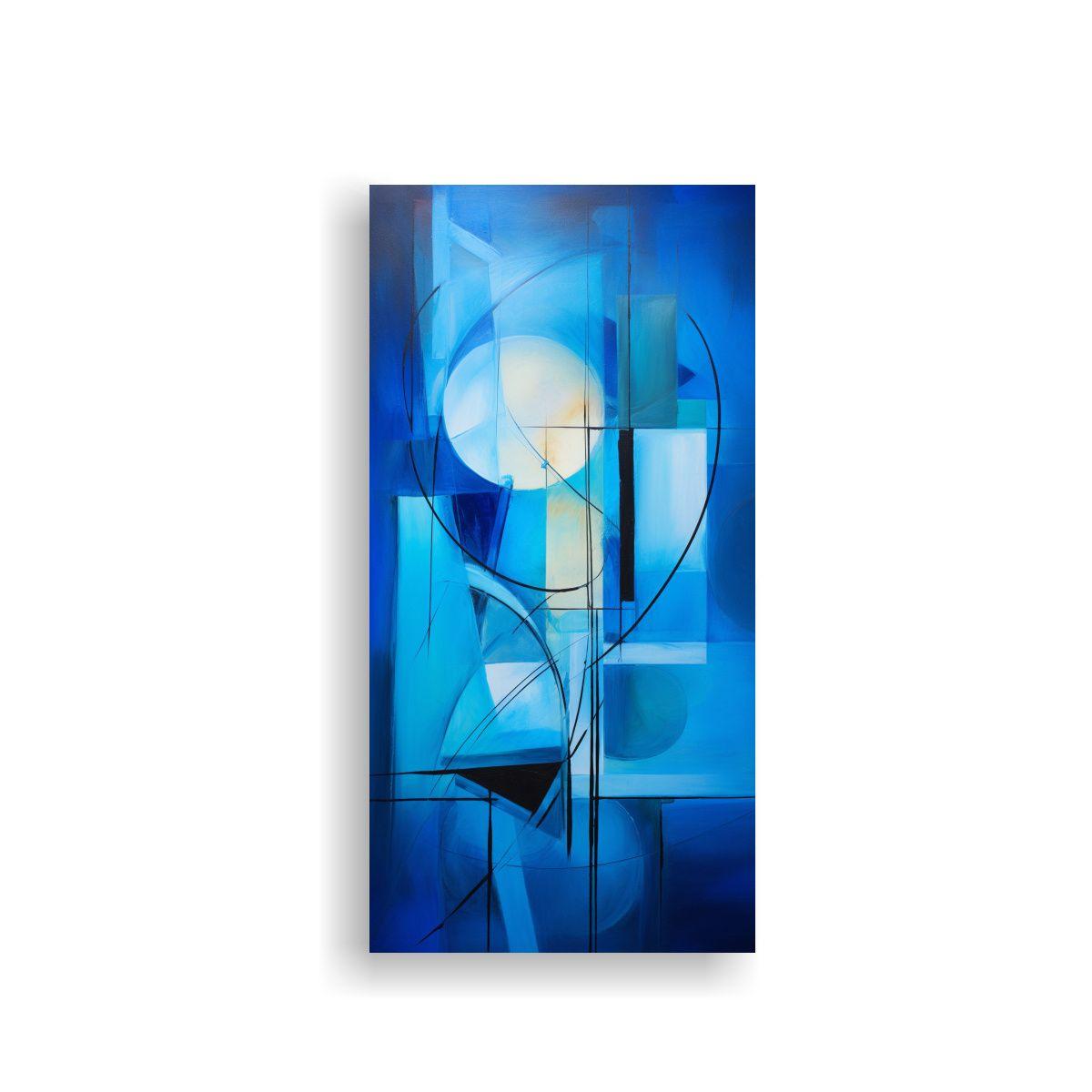 Cuadro Abstracto Tela Azules Compuesto Exclusivo 70x140cm-0