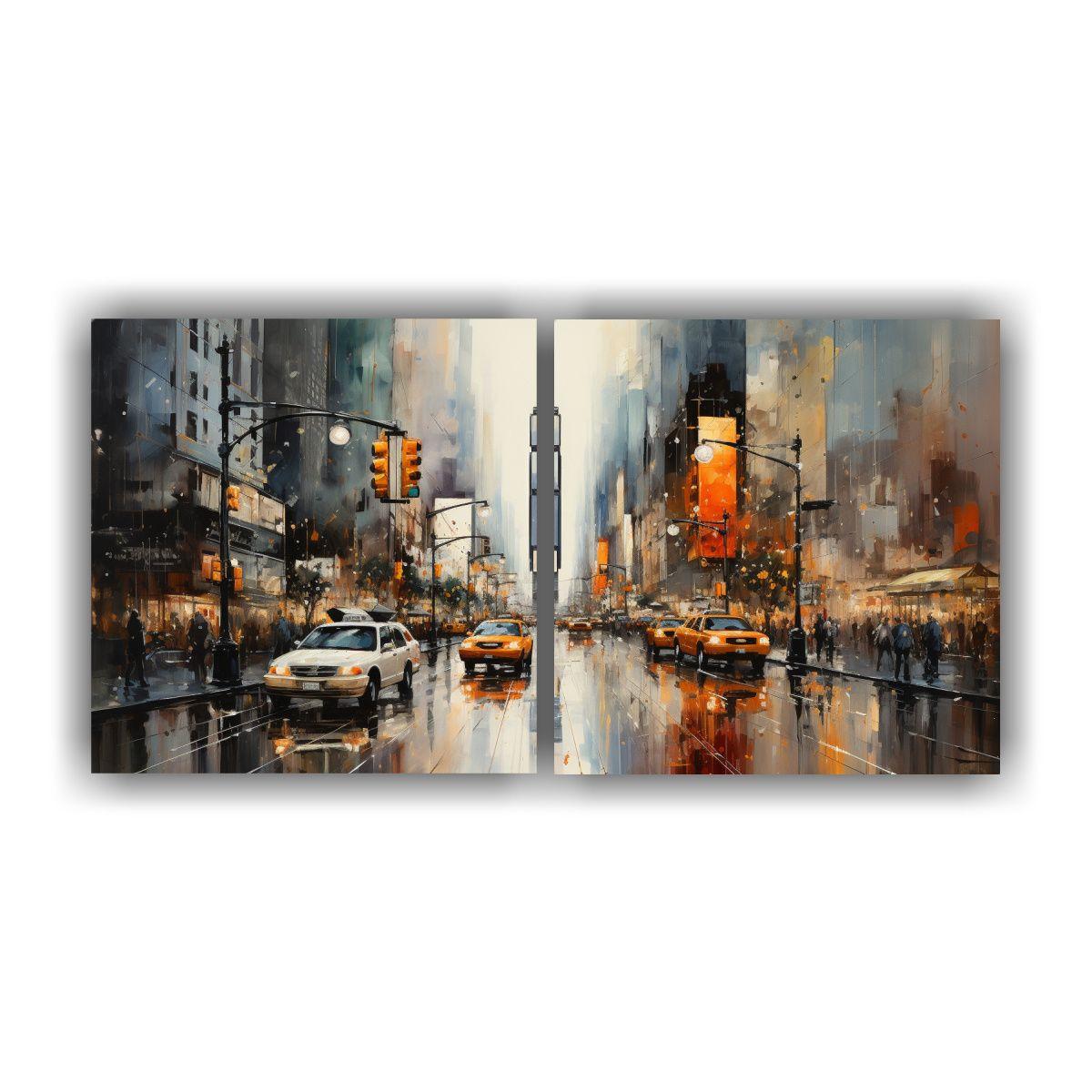 Cuadros Inspiradores De Nueva York En Estilo Gris 80x40 Cm-0