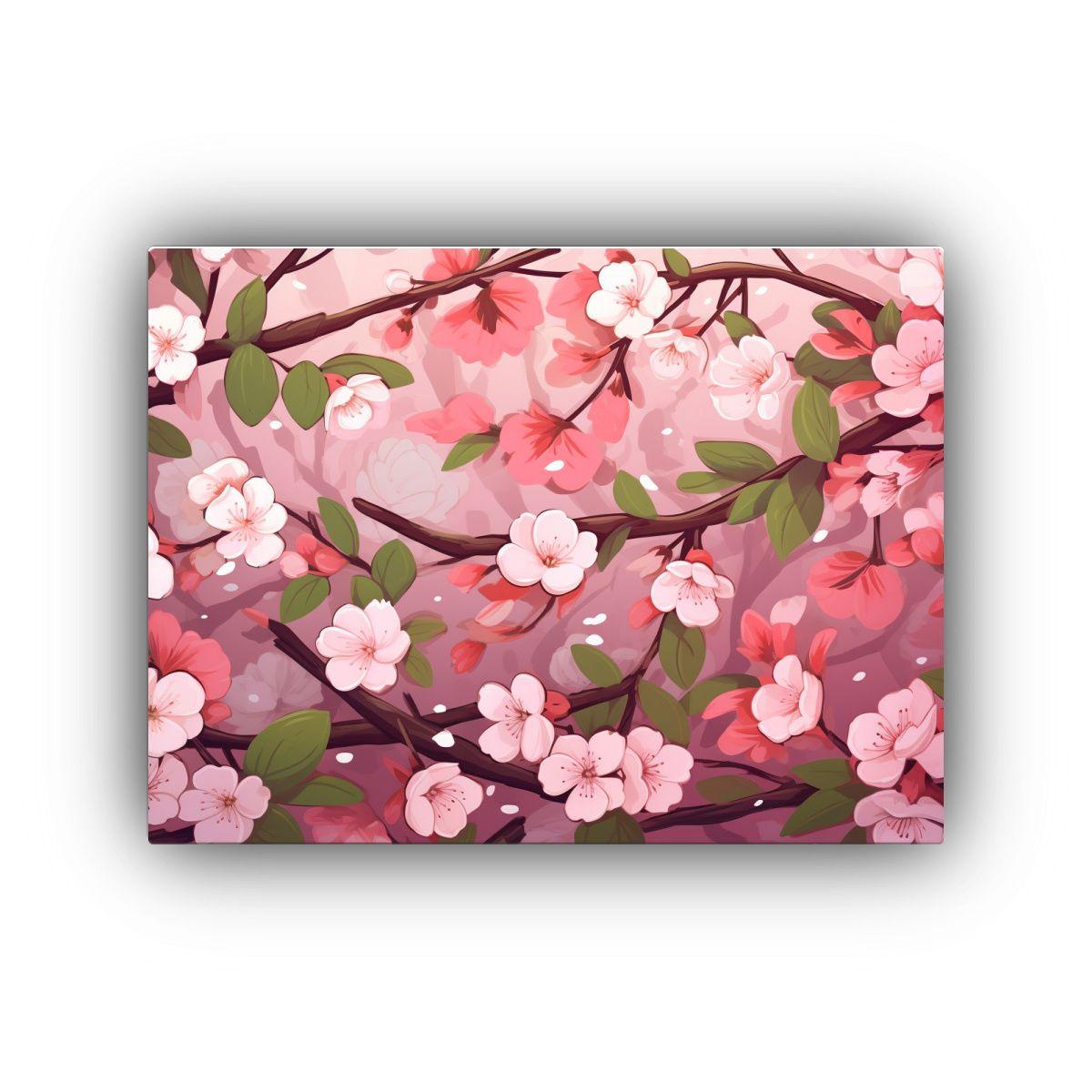 1 Pieza Pintura Decorativa Inspiración Sakura Con Flores Gr 90x60cm-0