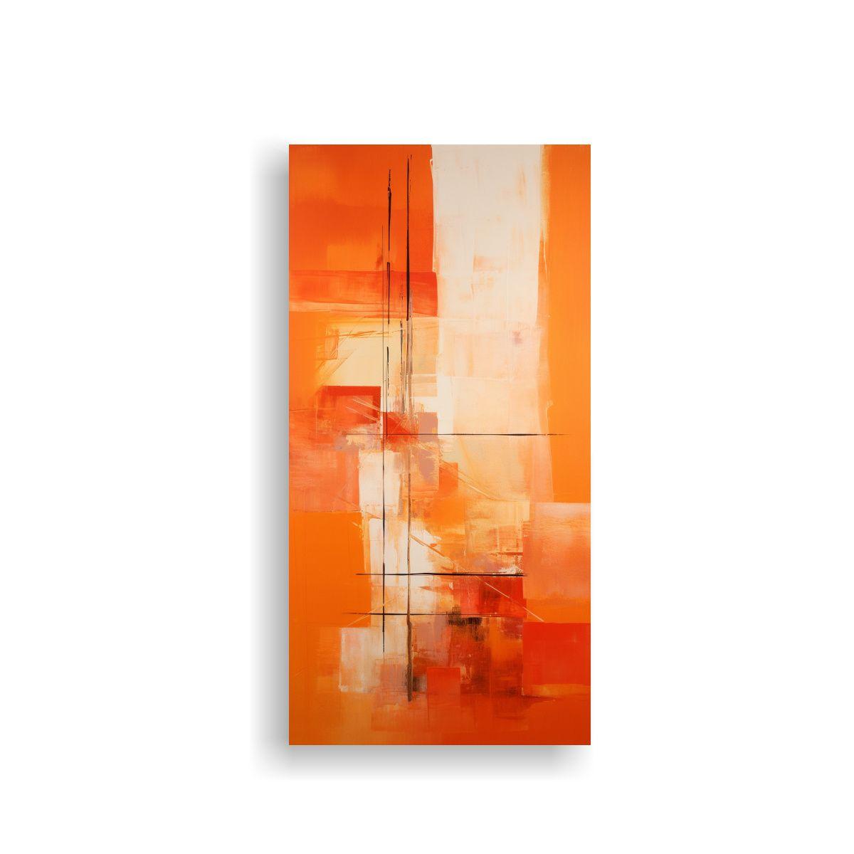 Cuadro Floral Abstracto Naranja Arte Impreso 80x160cm-0