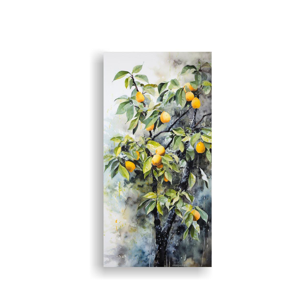 Pintura Acuarela Abstracta Colores árbol Mango, 60x120cm-0