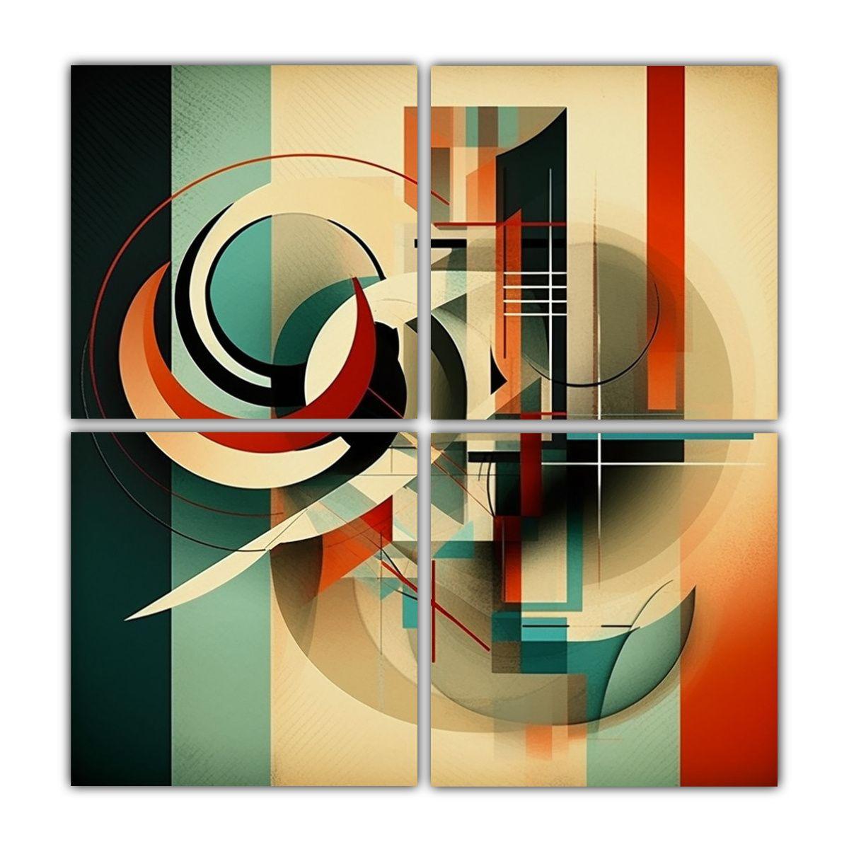 Cuatro Telas Abstractas Para Decoración 60x60 Cm-0