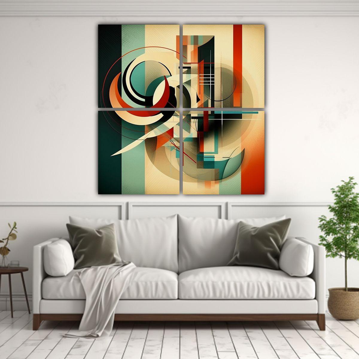 Cuatro Telas Abstractas Para Decoración 60x60 Cm-2