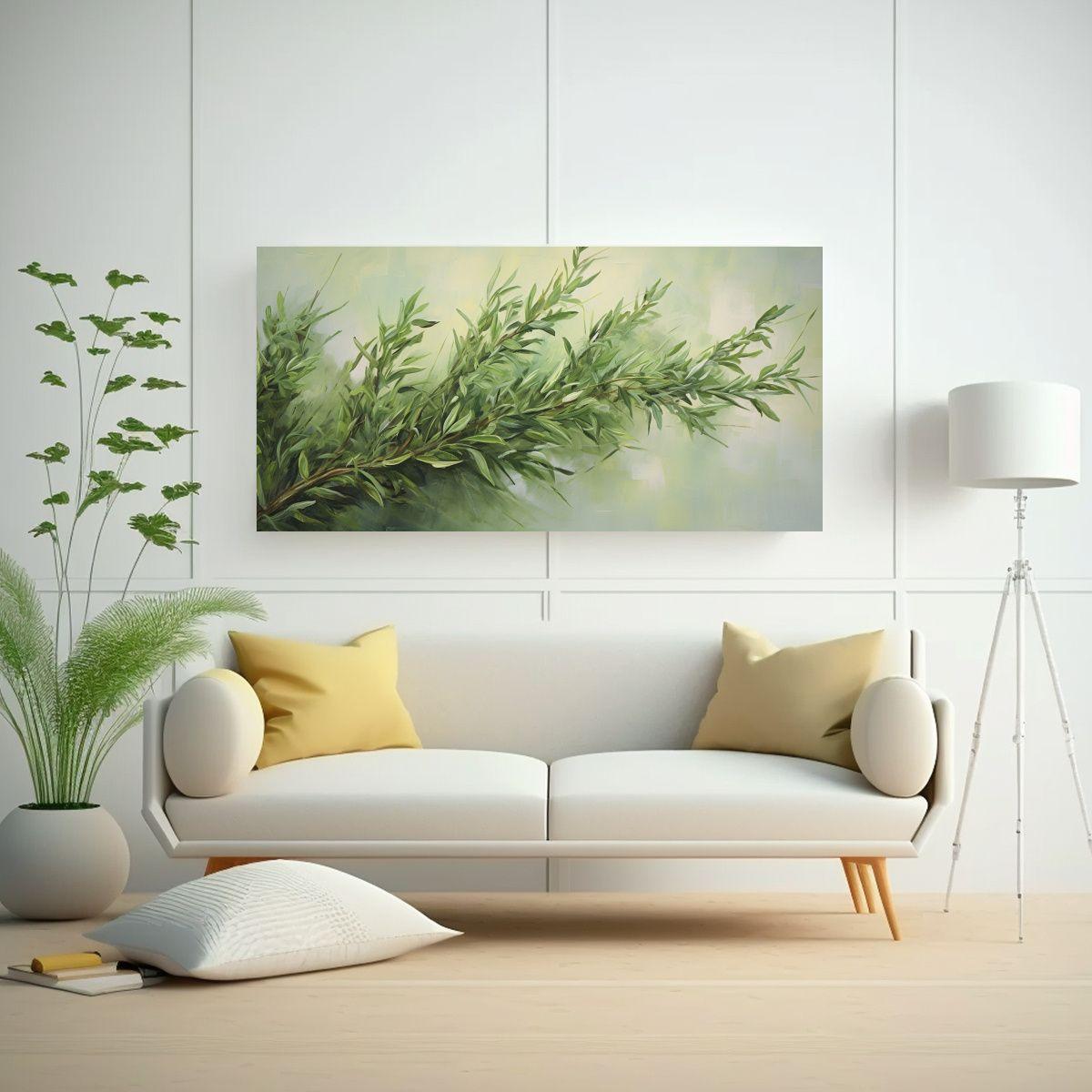 Pintura Abstracta De Hierbas De Romero En Estilo  40x20cm-2