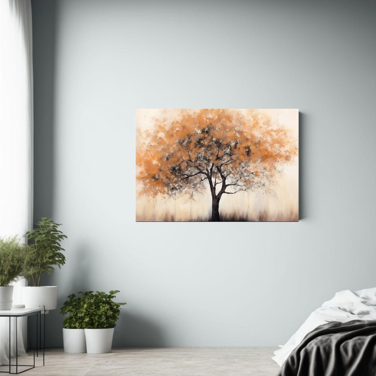 Pintura Decorativa: Árbol Con Hojas Marrones Y Blancas En A 65x50cm-2