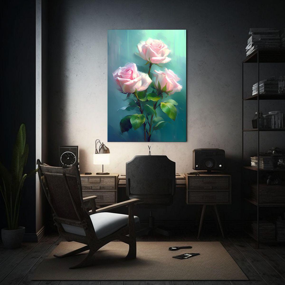 Cuadro Rosas Rosadas En Estilo De Composición 30x45cm-2
