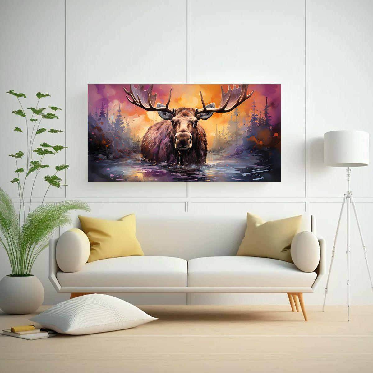 Cuadro Decorativo Finas Líneas Sala Moose En Colo 160x80cm-2